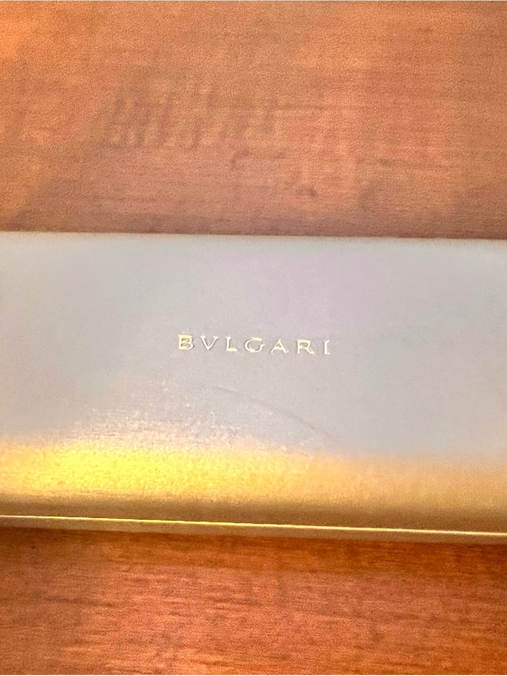 Bulgari Sunglasses Case in Gold and Cream